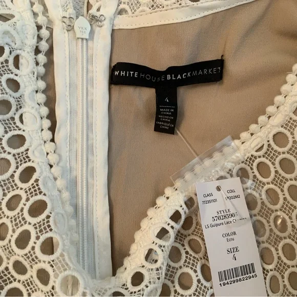 White House Black Market White Lace Shift Dress With Satin Sash Belt Size 4 - Picture 12 of 12